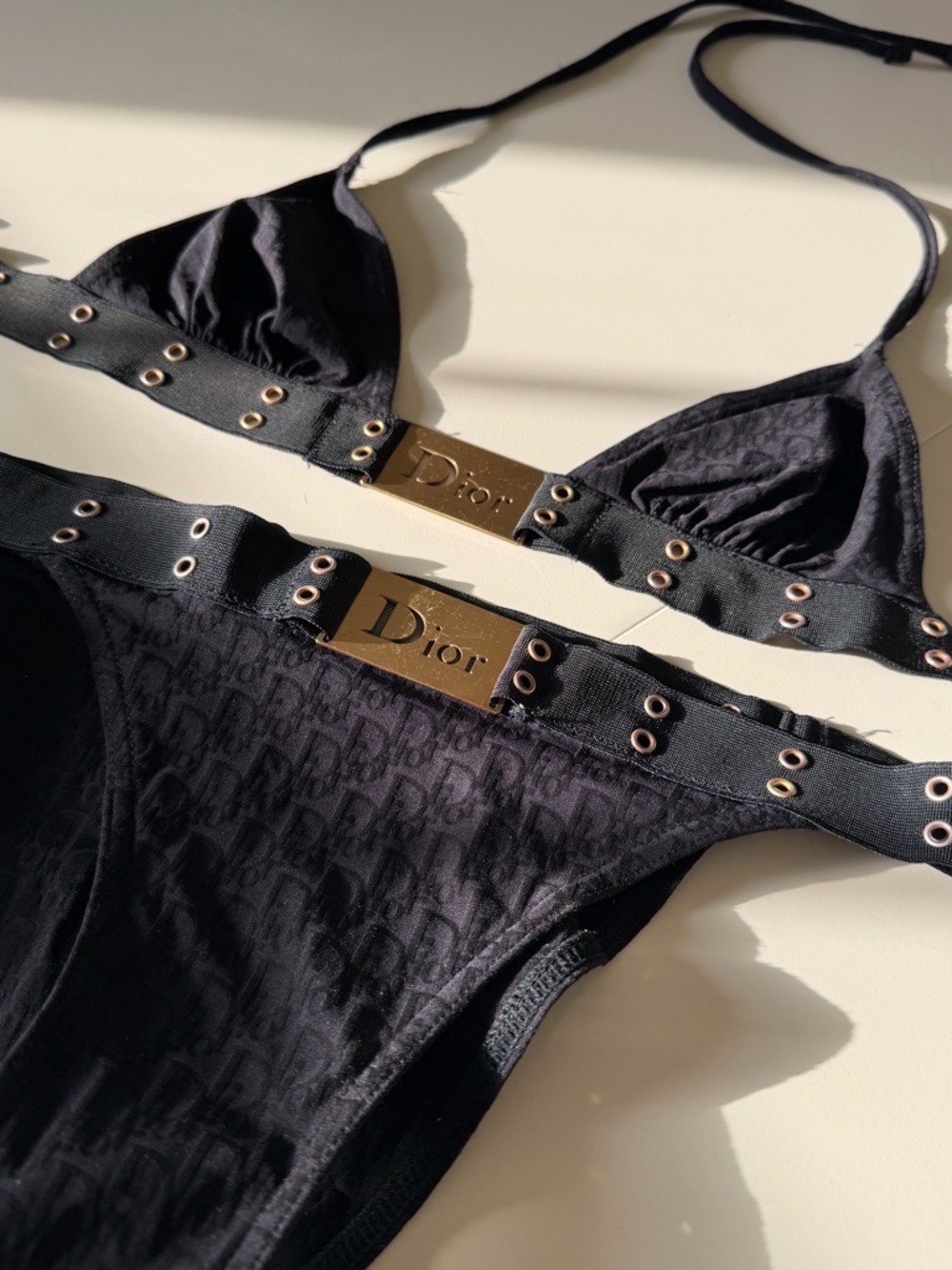Vintage John Galliano Era Dior Monogram Bikini – Black & Gold